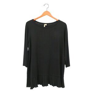 Comfy USA Pleated Hem 3/4 Sleeve Soft Modal Tunic Top L
